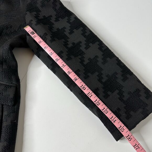 Louben Houndstooth Jacket Sz 16 Black Wool Blend Open Front Old Money Career - Picture 9 of 13